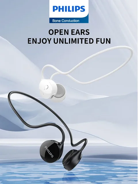 New Philips TAA1609 Bone Conduction Headphone Wireless Bluetooth Sports Earphone HD Mic Call Noise Reduction Headset Long Life 2