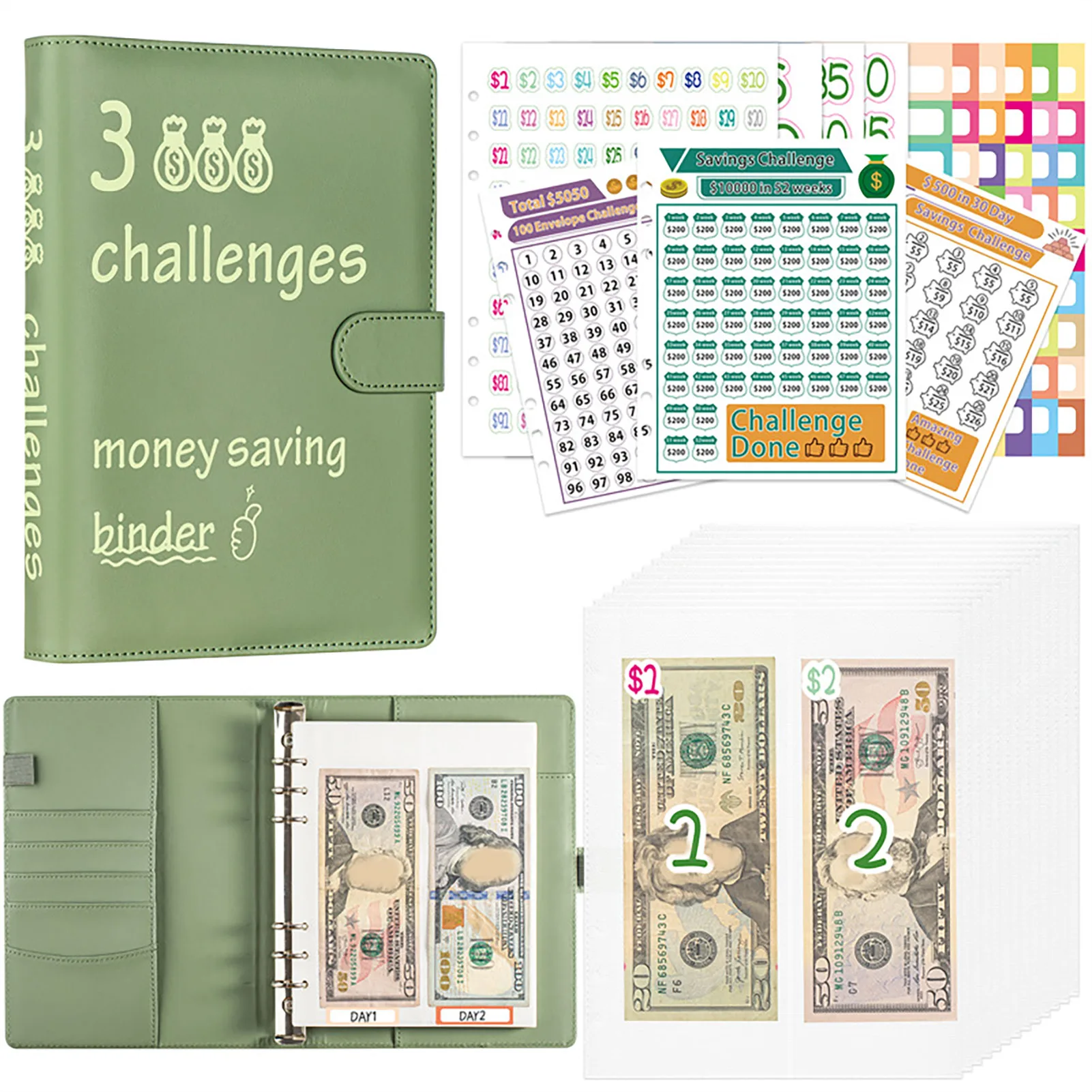 A5 Cash Saving Challenge Book Con Busta Raccoglitore Budget In Pelle Pu Risparmio Di Denaro Notebook Money Budget Planner Materiale Scolastico