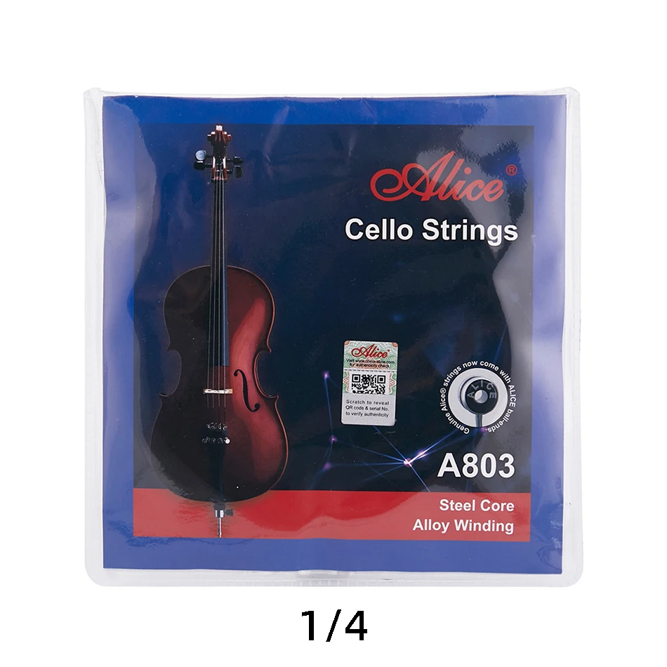Alice A803 Cello Strings Steel Core Alloy Winding for 1/2 1/8 1/4 3/4 Small Kid Size Cellos Practice Using Strings