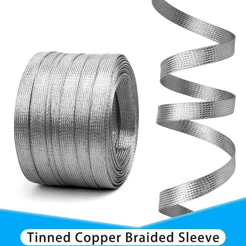 Tinned Copper Braided Sleeving 2/4/6/8/10/12/14/16~28mm Expandable Screening Signal Wire Cable Shielded Metal Sheath Nets 1~20M 1