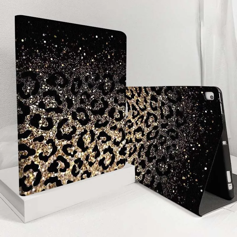 Elegant Gold Glitter Leopard Pattern Tablet Case