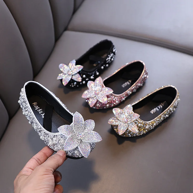 Girls Leather Flat Shoes Non Slip Kids Dance Loafers