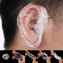 

Hot selling 100 pieces / bag disposable waterproof transparent earmuffs shower salon earmuffs perm hair dye earmuffs
