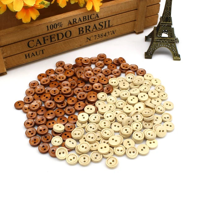 100pcs or 200pcs/lot Mix mini buttons for doll craft scrapbooking wood small  buttons 9mm -10mm