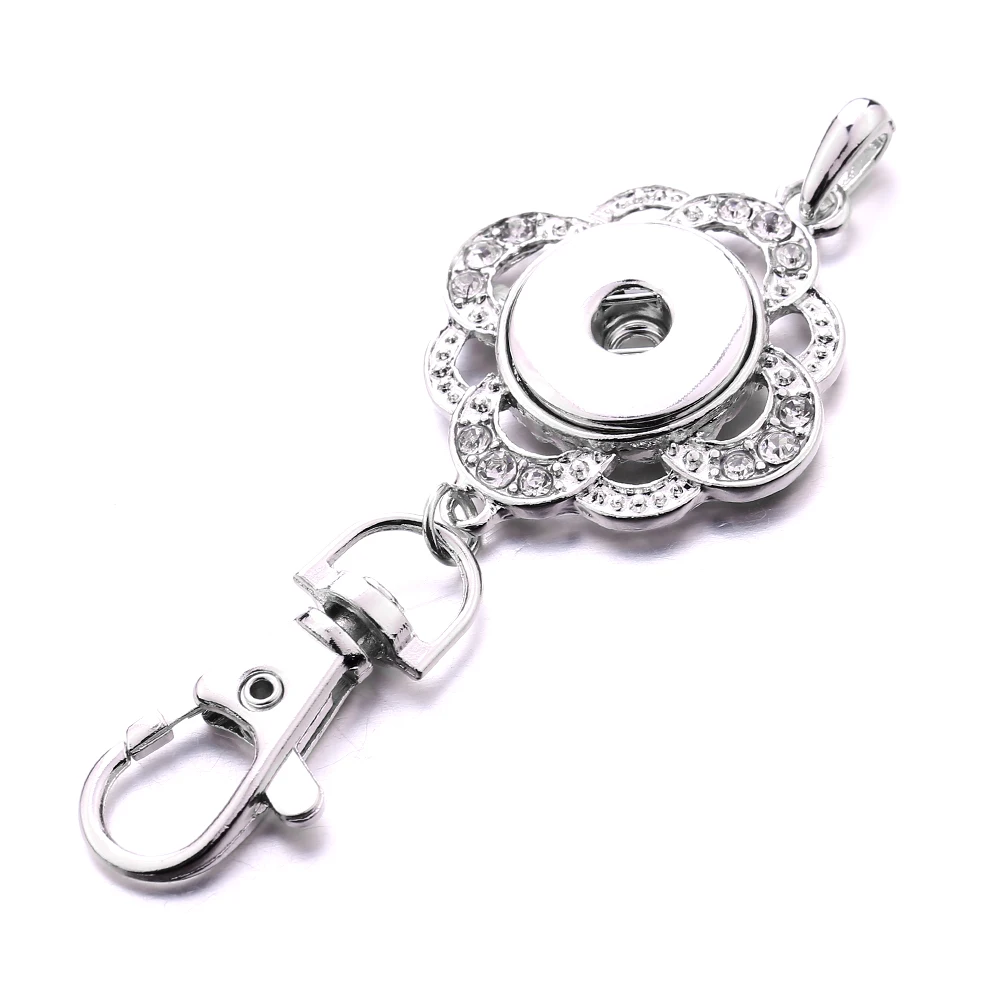 10pcs Vintage Metal Love Heart Flower 18mm Snap Button Keychain Jewelry for Men Women Charms Key Chain