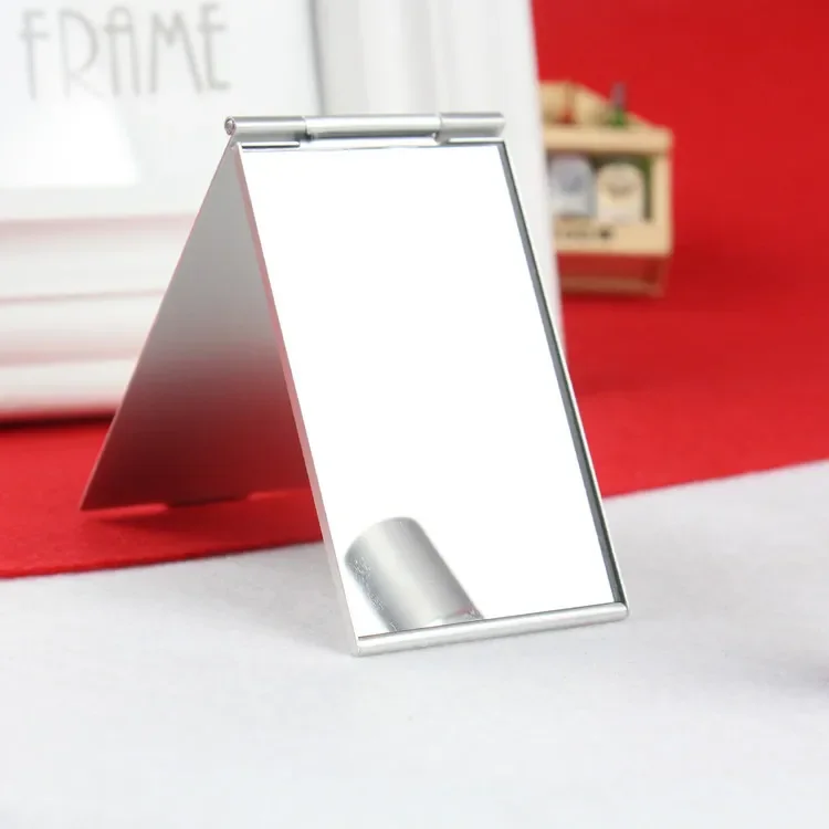 Aluminum Folding Mirror Mini Compact Pocket Makeup Mirror Hand Standing Portable Looking Glass Vanity Foldable Cosmetics Tools