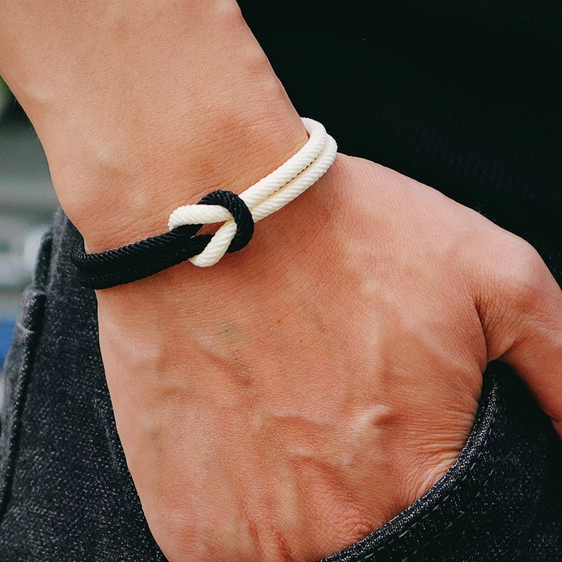 Concentric Knot Men Bracelet Blue Yellow Braclet Detachable Stainless Steel Horseshoe Clasp - Image 2