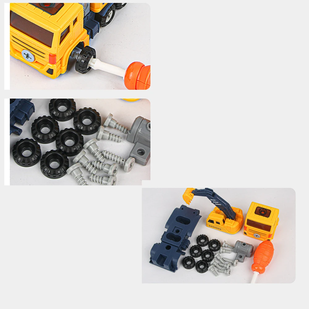 DIY Construction Truck Toys Take Apart Trucks Robot Vehicle Fire Engine Toy Screw Build Car Robot Toy for Boy Kids Building Gift 6