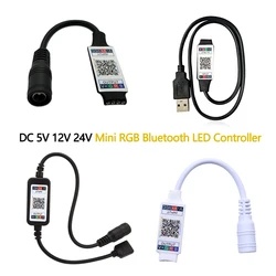 DC 5V 12V 24V Mini RGB Bluetooth Dimmer LED Controller Music Bluetooth Smart APP Controller Control For RGB LED Strip Light