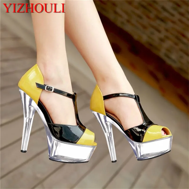 

Women's high heels stilettos open-toed sandals fashion red wedding platform shoes 15cm dance shoes