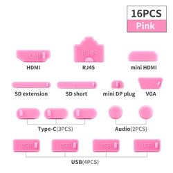 Silicone Dustproof and Waterproof USB - C & HDMI Dust Protector (Pink)
