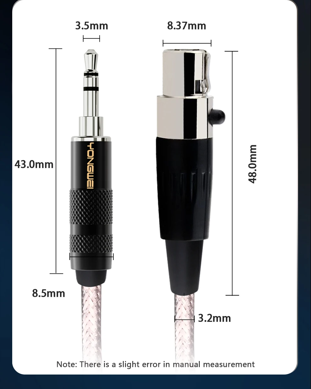 YONGWEI Jack 3.5mm 1/8 to 3-Pin Mini XLR Cable TRS 1/8 Inch Aux Stereo Male to Mini XLR Female Audio Adapter Cable for AKG K550