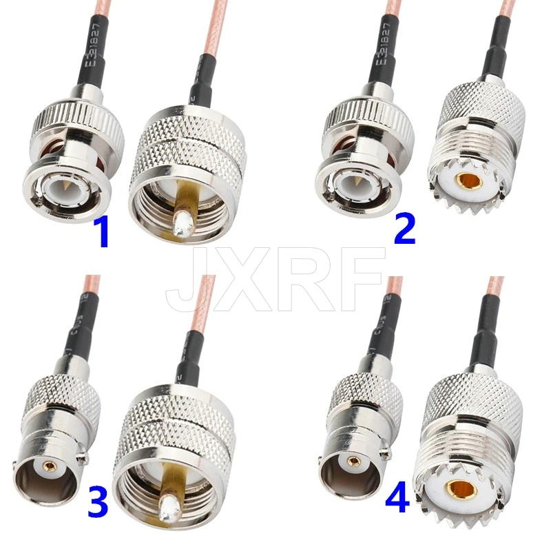 JXRF Connector BNC Male to UHF PL259 Male SO239 Female plug Jumper