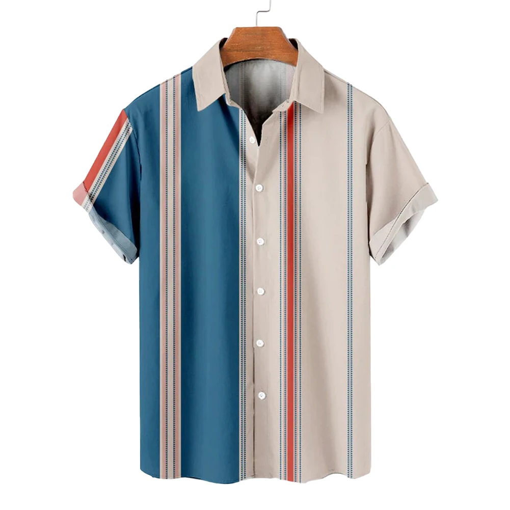 

Stay Stylish this Summer with this Mens Short Sleeve Button Down Hawaiian Beach Shirt Casual Striped M 2XL Sizes