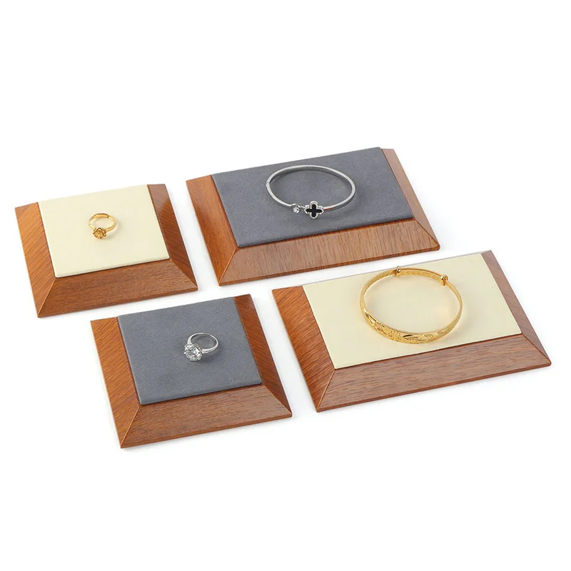 2022 Recommend Hu Wood Microfiber Jewelry Display Trays For Ring Bracelet Jewellery Holder Plates