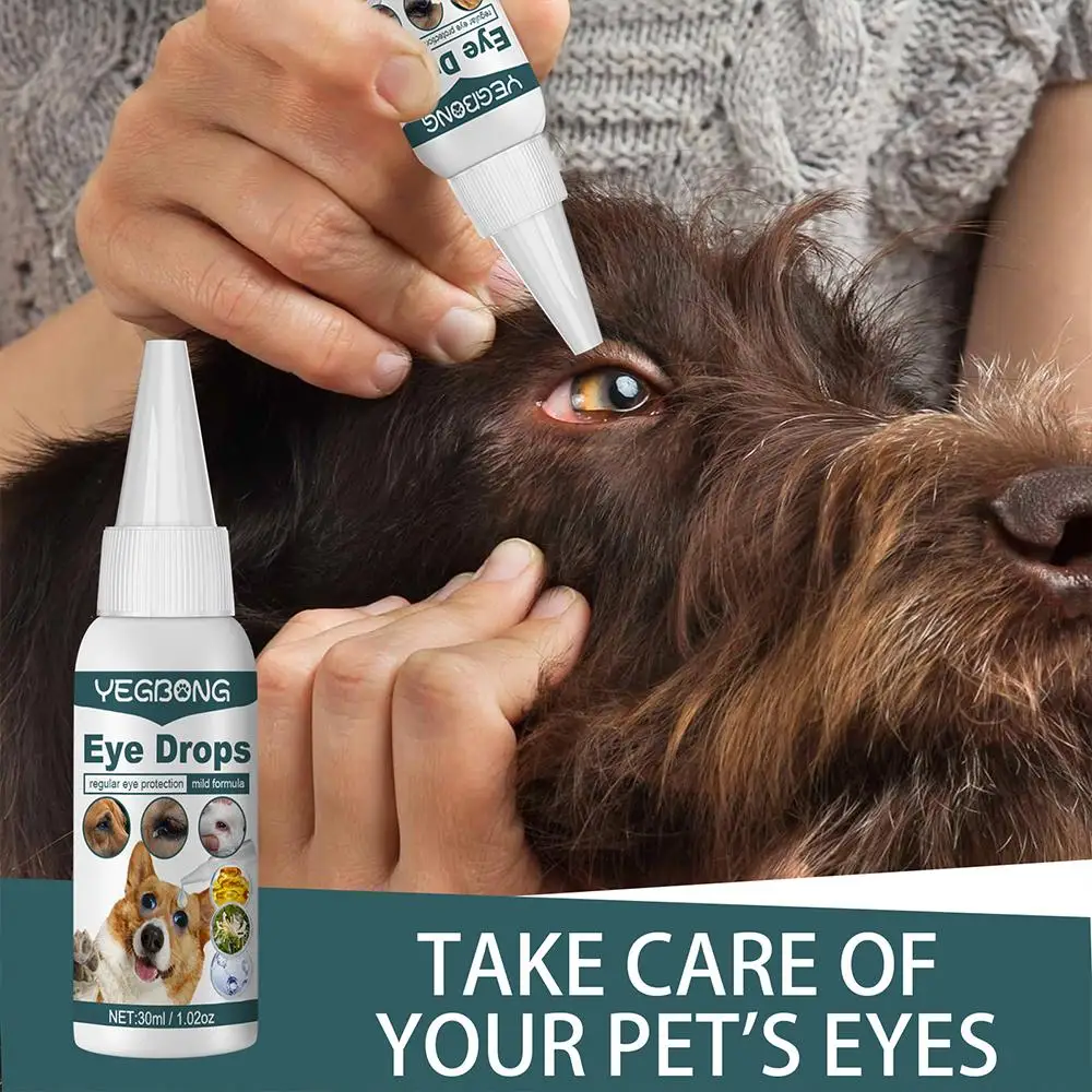 10ml Pet Dog Cats Eye Drops Puppy Care Eye Cleaning Tear Pets Eyes Stain Eye Dog Care Liquid Remover Drops Grooming Health Q8T1