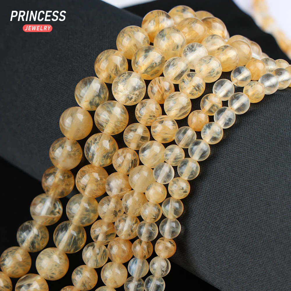 A++ Natural Citrine Yellow Watermelon Quartz Loose Beads for Jewelry Making Bracelet Stone Beads DIY Accessorie 4 6 8 10 12mm 2