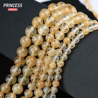A++ Natural Citrine Yellow Watermelon Quartz Loose Beads for Jewelry Making Bracelet Stone Beads DIY Accessorie 4 6 8 10 12mm 2