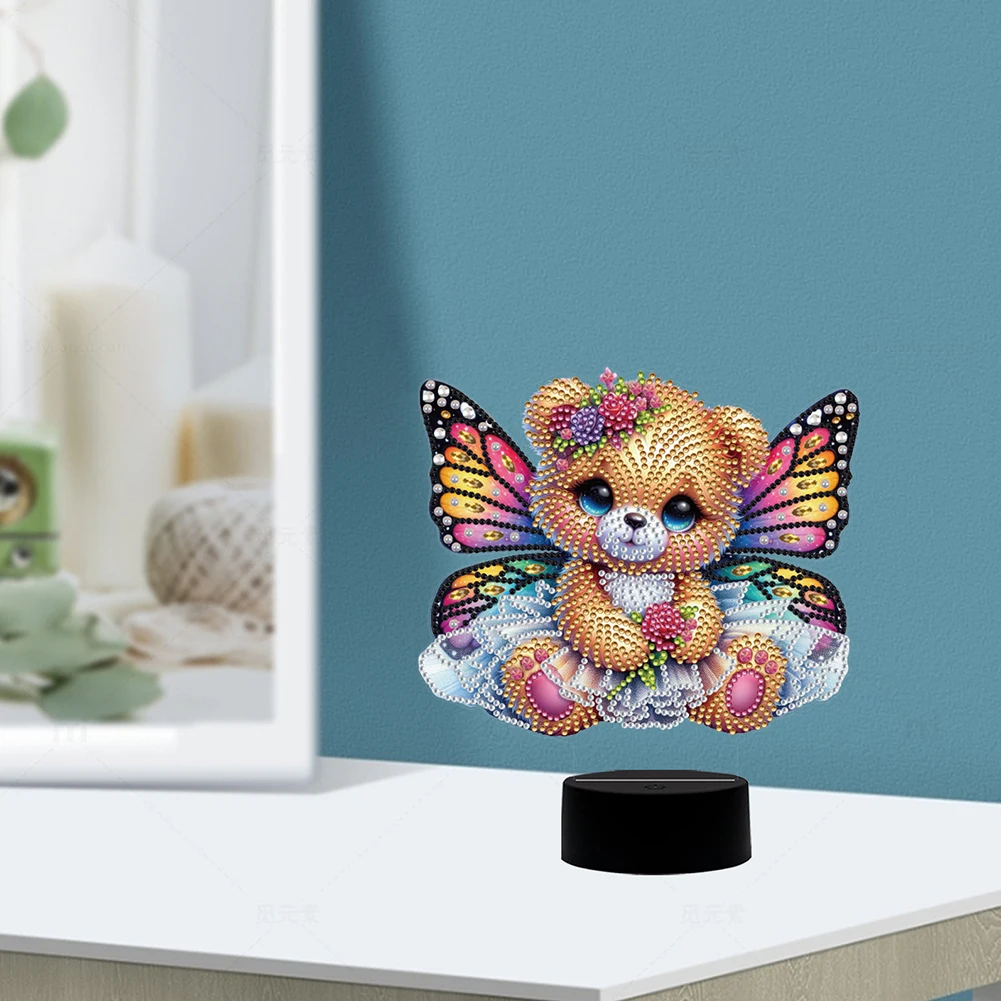 Butterfly Animal Diamond Painting Night Light with Tools DIY Diamond Painting Table Lamp for Bedroom Living Room Home Office