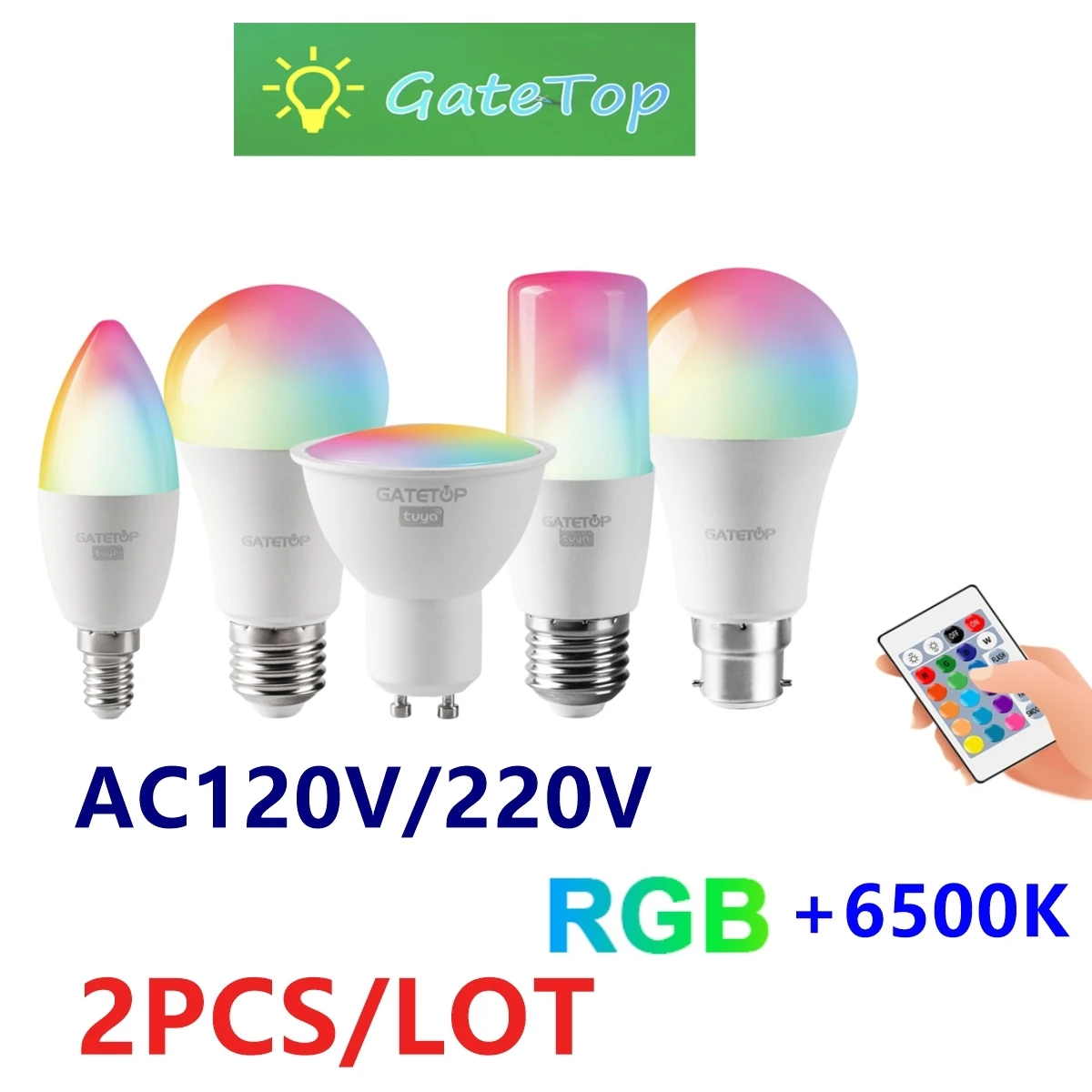 

2PCS LED RGB Lamp Spotlight Bulb E27 E14 GU10 AC120V 220V Bombillas LED 6W 10W IR Remote Control Led Smart RGBW Lamp Home Decor