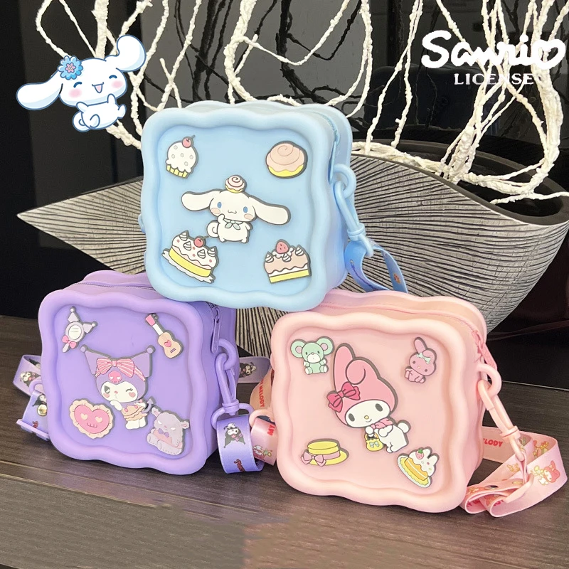 

Kawaii Sanrio Children Crossbody Bags Kuromi Cinnamoroll Cute Cartoon Student Outdoor Storage Silicone Accessories Toys Girls