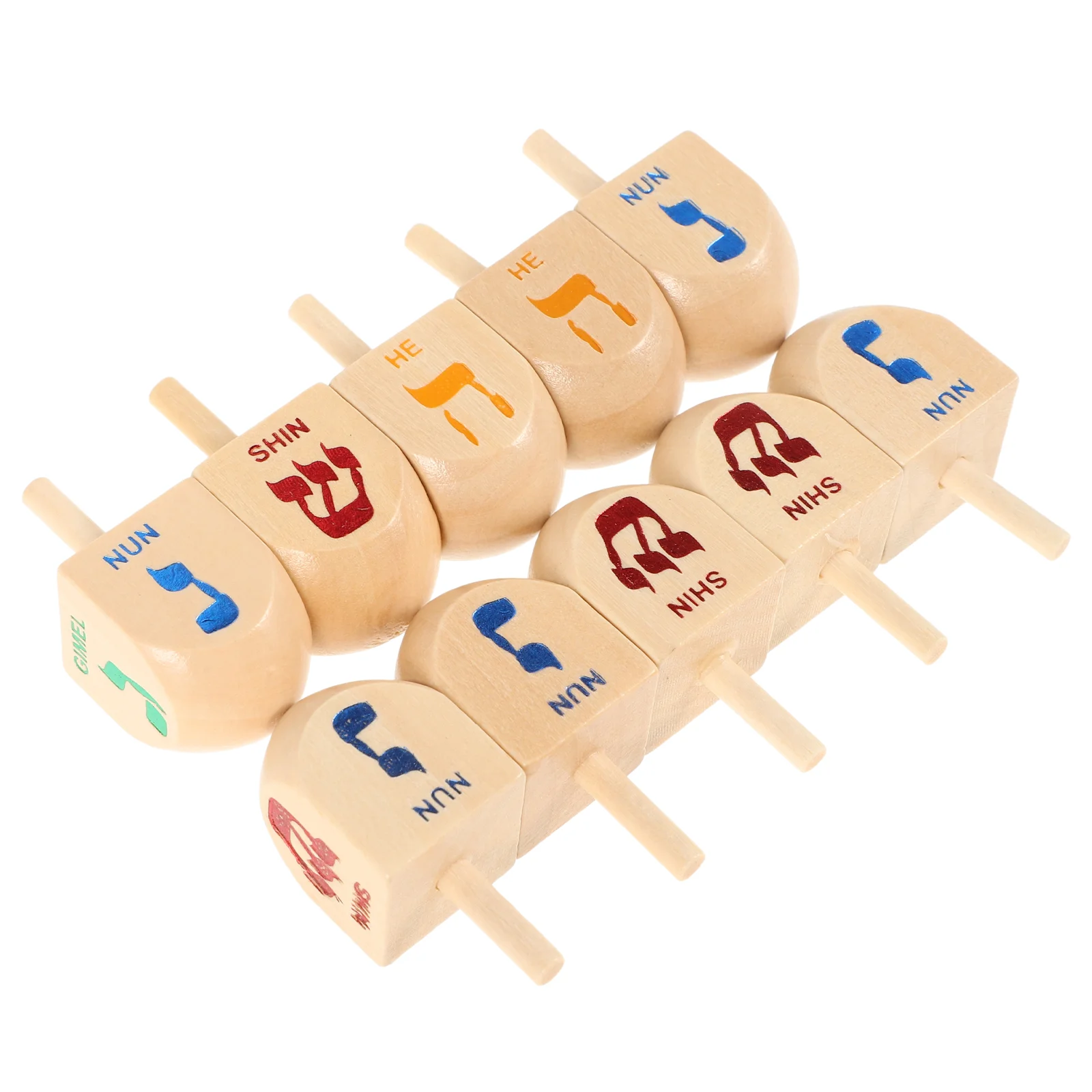 Spinning Top Toy 10 Pcs Wooden Dreidels Hanukkah Party Supplies