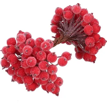 Christmas Red Berries Artificial Pomegranate RedCherry Bouquet Artificial Flower Ornaments for Xmas Tree Party Home Decor