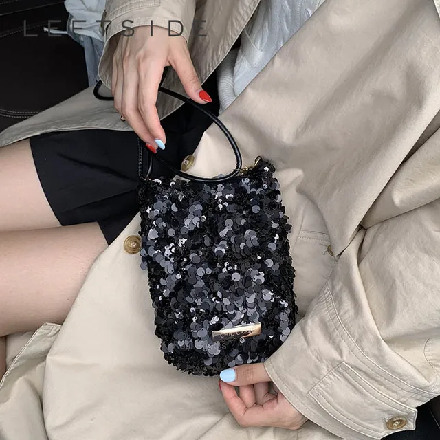 LEFTSIDE Mini paillettes sacs à bandoulière pour femmes 2025 concepteur nouvelle soirée Bling Bling sac à bandoulière sacs à main et sacs à main 1