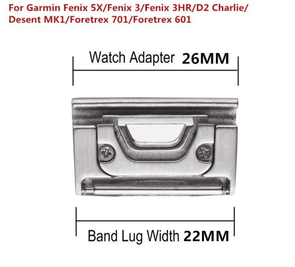 1 pair 20mm 22mm 26mm Quick-Fit Metal Steel Watch Band Adapter for Garmin Fenix 7X 6X 5X Fenix 5 5S 6S 7S Fenix 7 6 5 3