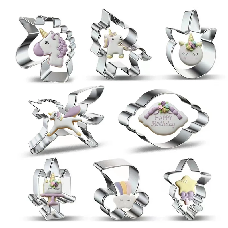 Stainless Steel Unicorn Cookie Cutter Candy Biscuit Mold Cake Pastry Fondant Mould Stamps Cutter Cake Decorating Tools cookie cutter baking mold cookie mould baking decorating tools pastry cutter