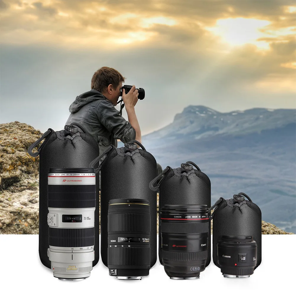 Camera Lens Pouch Bag Neoprene Waterproof Soft Video Camera Lens Pouch Bag Case For Canon Sony for Most Digital SLR Camera