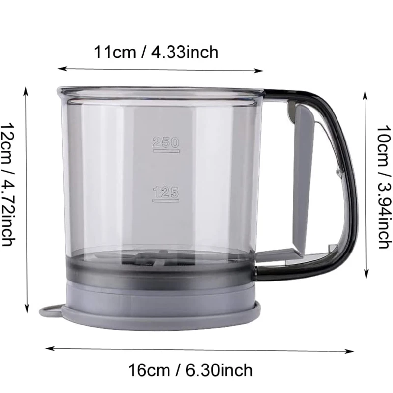 Flour Sifter Baking Tools Mesh Strainer Fine Mesh Strainer Powder Sieve Powder Sugar Shaker Handled Semi-automatic Flour Sifter 2 Cups