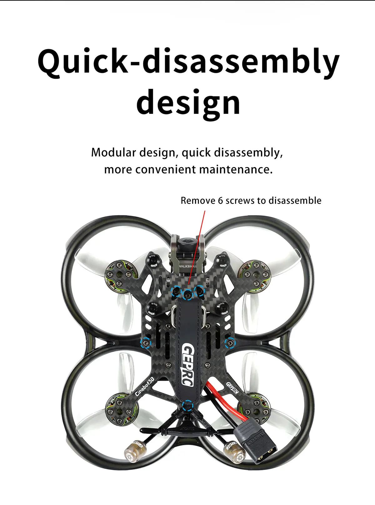 GEPRC Cinebot30 HD, Quick-disassembly design Cinebot3o easy to disassemble 