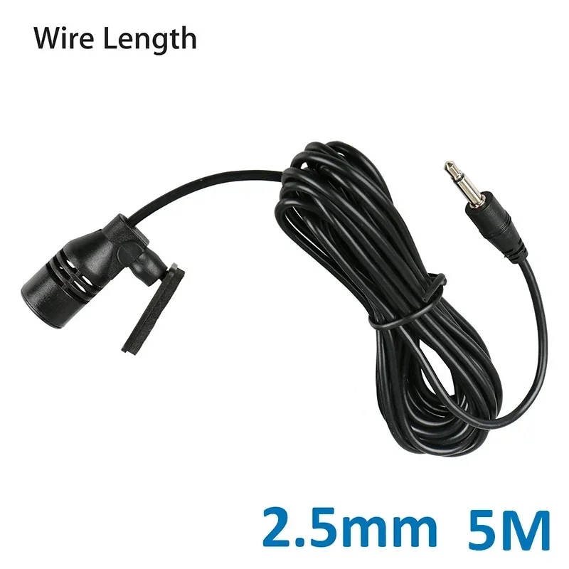5m Microphone Cable Low impedance Anti noise U-type fixing clamp Car For Radio GPS External Mic 2.5mm Connector