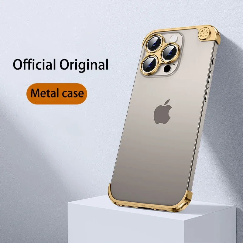 

Luxury Aluminum Aromatherapy Phone Cases For iPhone 15 14 13 Pro Max Metal Lens Protection Shell Corner Pads Shockproof Cover