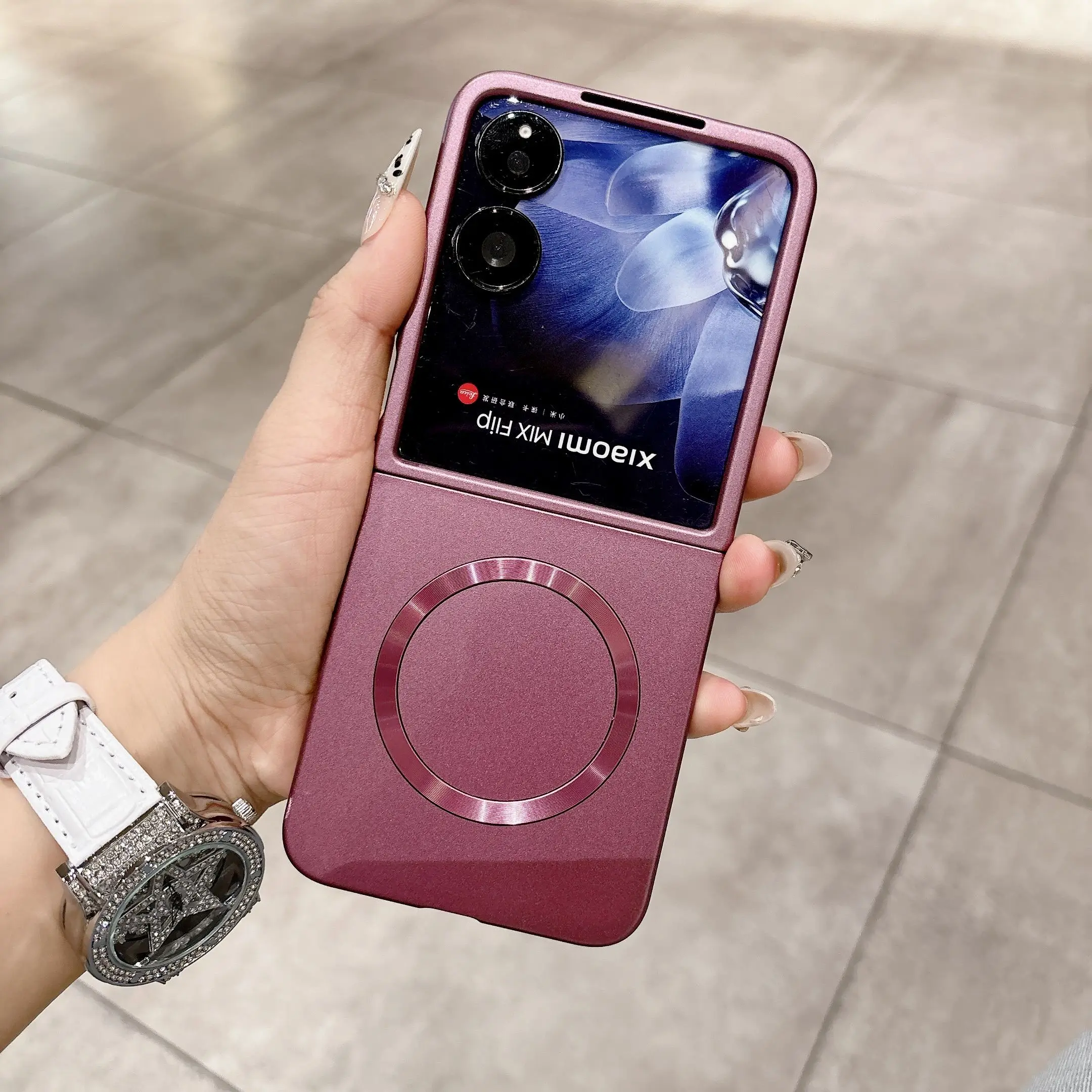 Stylish Solid Color Magnetic Ultra-Thin Folding Metal Phone Case – Shockproof Bumper Cover