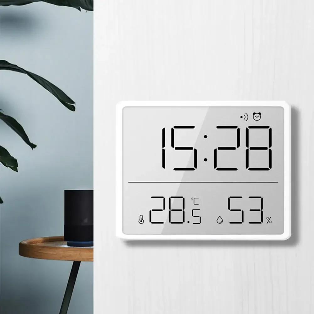 3.7 Inch Large LCD Digital Wall Clock Humidity Thermometer Calendars Display Magnetic Mounted Alarm Clock Living Room Decoration digital wall clock wall clock digital display clock
