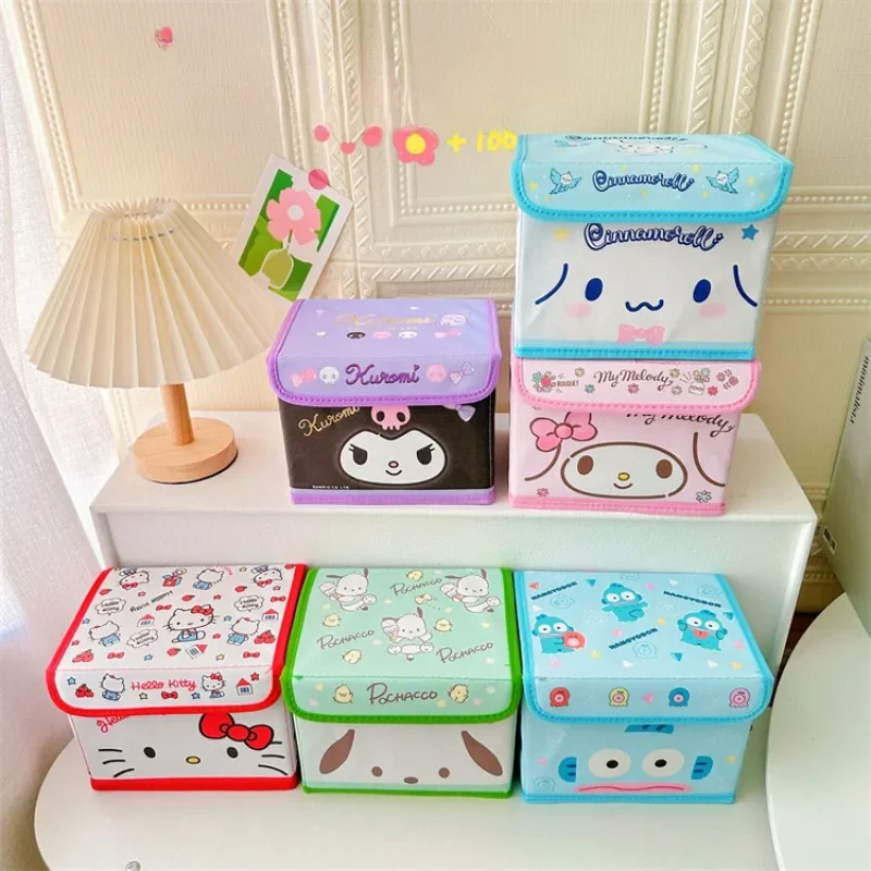 

Hello Kitty Sanrio My Melody Kuromi Anime Kawaii Storage Box Cute Cartoon High-capacity Sundry Sorting Box Fold Dustproof Box