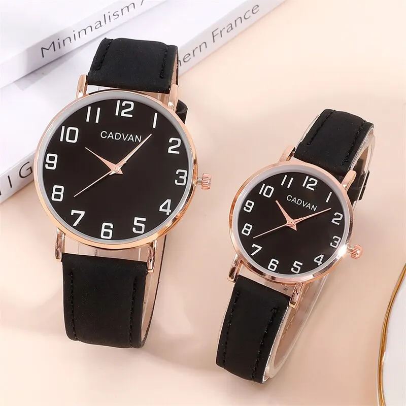 4pcs Set Couple Watch For Women Men Clock Male Quartz Wrist Watches Leather Ladies Man Watch Jewelry Bracelet Set
