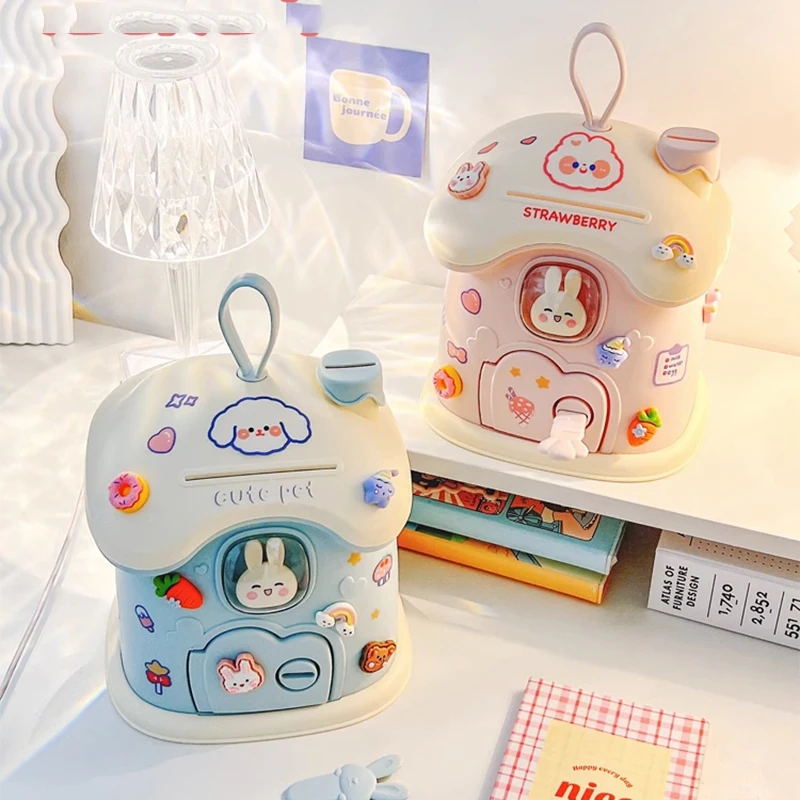 

Kids Lock Money Boxes Cute Euro Coin Organizer Mini Lucky Piggy Bank Small Shop Family Storage Gift Skarbonka Room Decoration