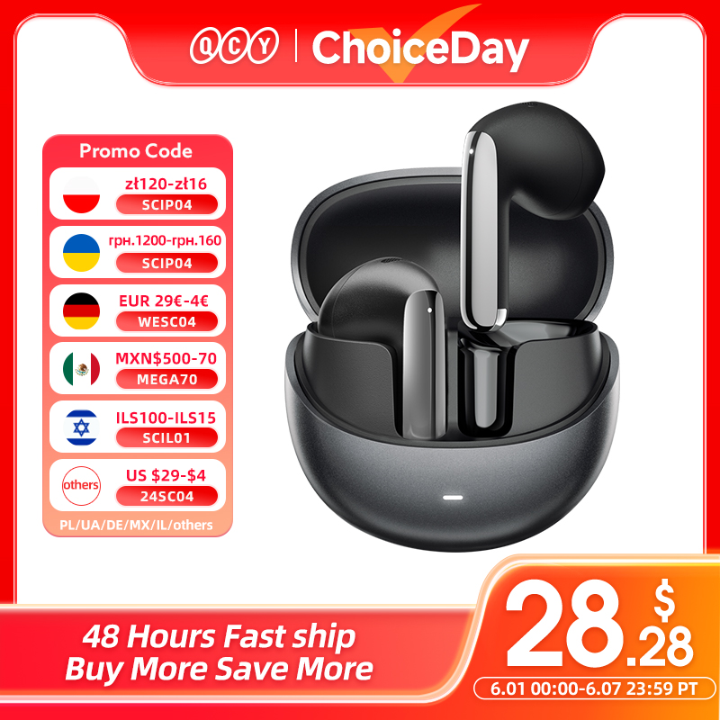  QCY HT10 AilyBuds Pro+ ANC Wireless Earphone Hi-Res Audio with LDAC Bluetooth 5.3 Earbuds 6 Mic AI HD Call Multipoint Connection 