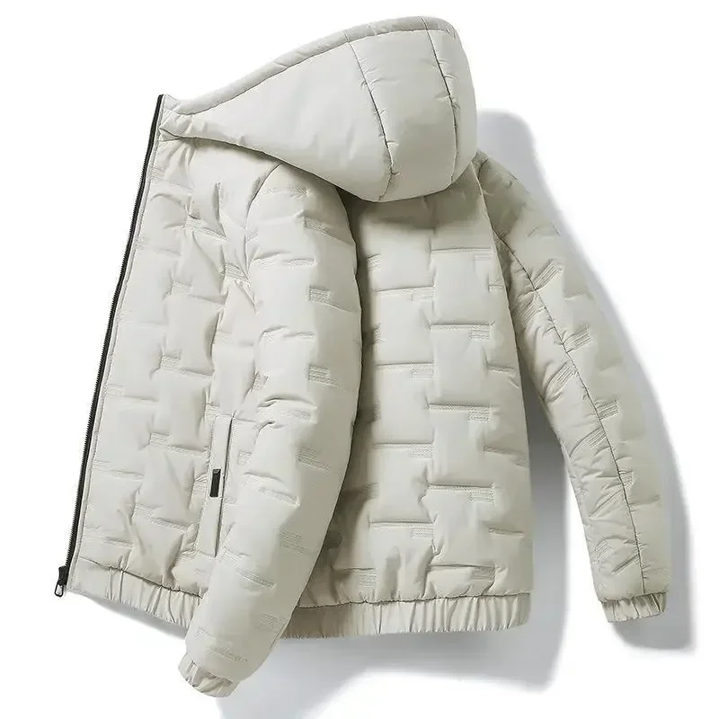 

Мужское хлопковое пальто, Корейская версия, утолщенное однотонное пальто с капюшоном в японском стиле, зима 2023