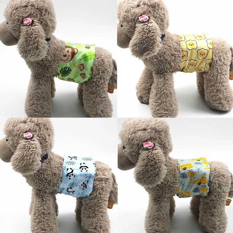 Dog diapers Pet diapers Dog nappies Dog shorts Adjustable Cartoon Animals Pet Dog Diapers Washable Males Absorbent for Dog Reusable Pet Panties Shorts Physiological Pants