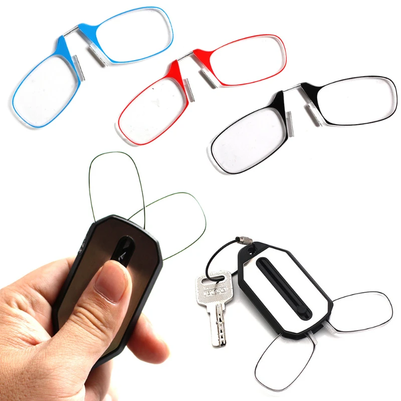 

Folding Legless Nose Clip Reading Glasses Men Women Mini Portable Smart Magnifier Glasses Ultra-light Diopter +1.0 To +3.0 Gafas