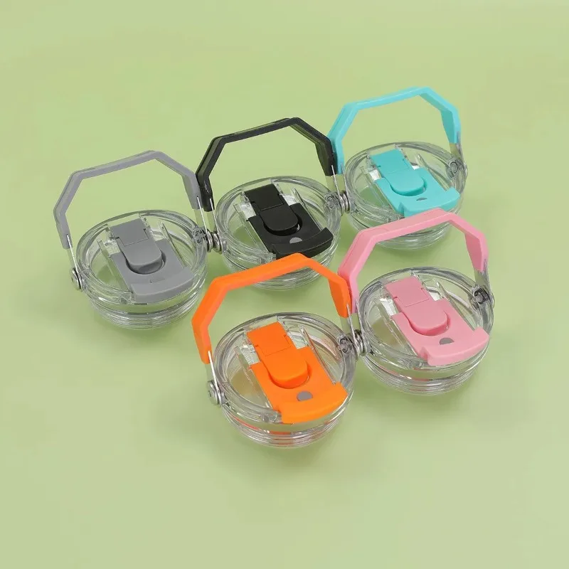Double Cup Drinking Lid Sealed Leak Proof Portable Handle Lid Transparent High Appearance Insulated Cup Lid  Convenient