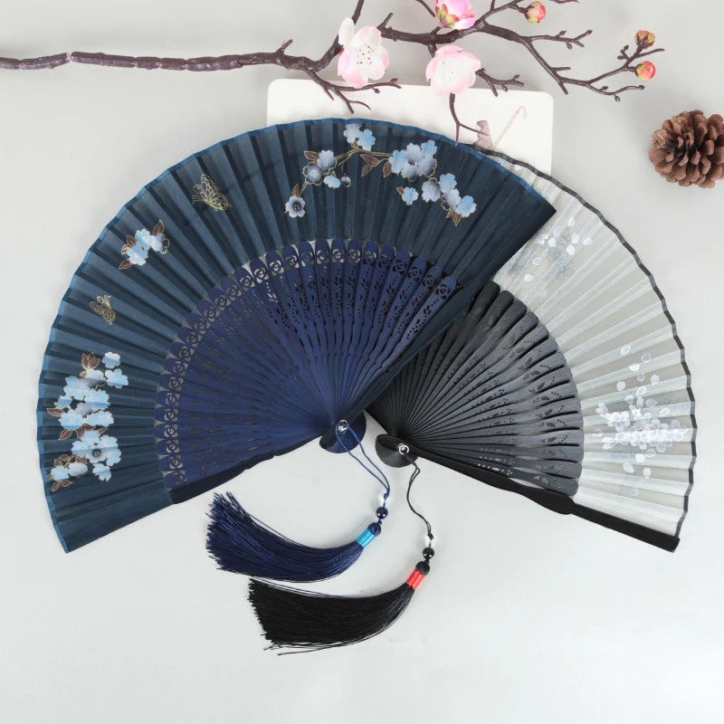 

Folding Hand Fan Summer Bamboo Dance Fans Classical Lady Hanfu Silk Fan Abanicos Para Boda Abanico De Mano Chinese Gift Fans