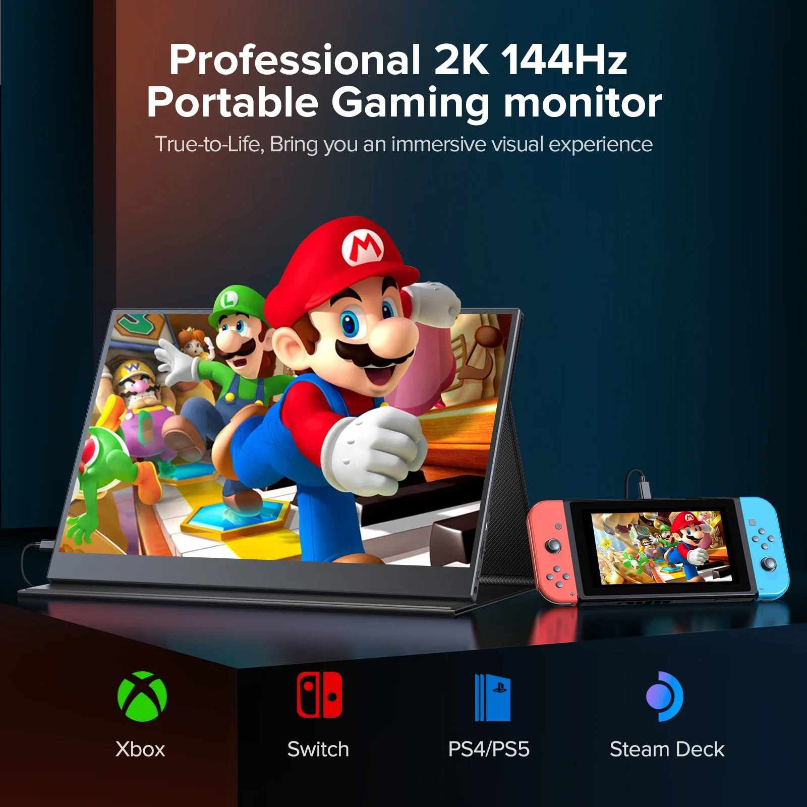UPERFECT ӿ , ޴ Ʈ ÷, Ÿ C ̴ HDMI, PS4/5  ũ ġ XBOX PC Mac, 16.1 ġ, 2K, 144Hz