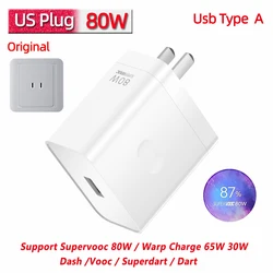 OnePlus Original 100W SuperVOOC Type-A Fast Charging Adapter with 80W USB Cable - 80w US charger (Only charger)