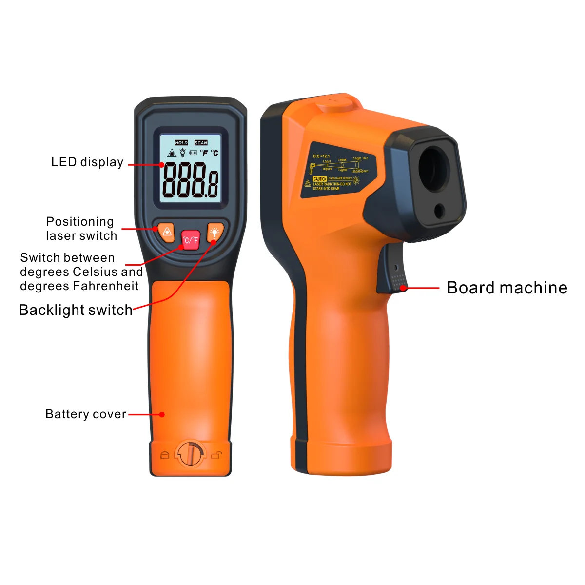 thumbnail image 2 of Thermometer Gun NJTY Infrared Thermometer Non-Contact Digital Temperature Gun 50 C 400 C 58 F 752 F Emissivity Function Ir Industrial Kitchen Cooking Automotive Not Digital Infrared Thermometer 2 of 14