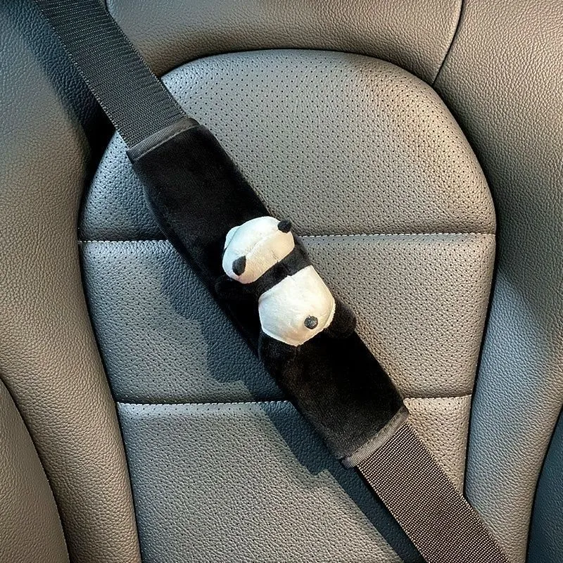 Cute Cartoon Panda Bear Car Interior Mirror Cover Stretch Plush Auto Rearview Mirror Case Decoration Accessories For Women rearview mirror cover carbon fiber mirror cover